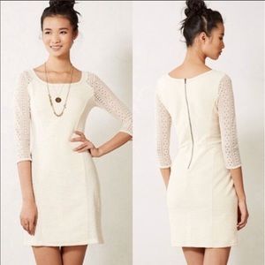 Anthropologie Bordeaux ivory cream crochet dress
